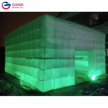 Cheap 6*6*3.5m Double Stitching Led Inflatable Party Cube Marquee Professional Custom Inflatable Air Cube Tent With Free Air Blower