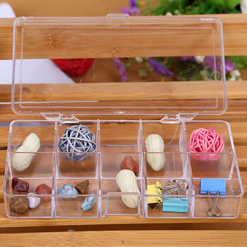 Nail Jewelry Storage Box 10 Grids Transparent Diamond Accessories Box Cosmetic Jewelry Organizer 5D
