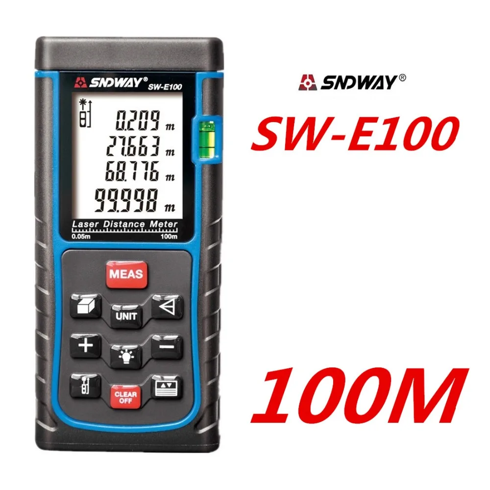 

Free Shipping 100M(328ft) SW-E100 Laser distance meter with bubble level Rangefinder Range finder Tape measure wholesale OEM
