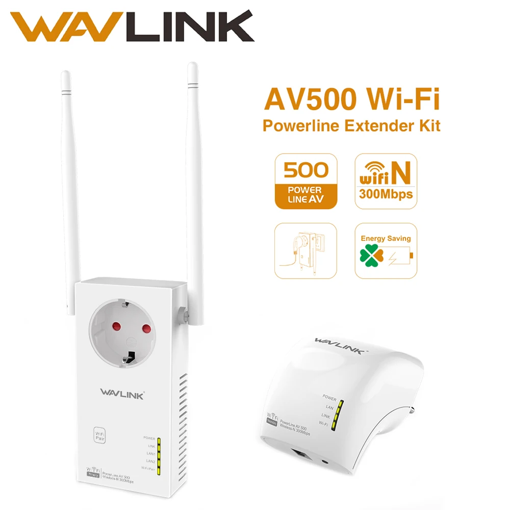 Wavlink AV500 адаптер силового кабеля Беспроводной Wi Fi Extender Kit Мощность линии ethernet мини