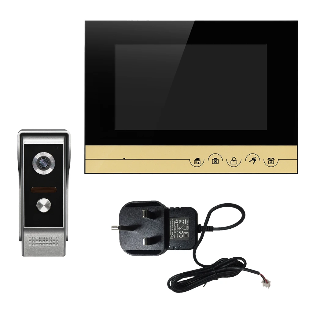 

7inch Wired Video Door Phone Doorbell IR Intercom Kit 1-Monitor Camera Night Vision UK Plug ( Golden Color )