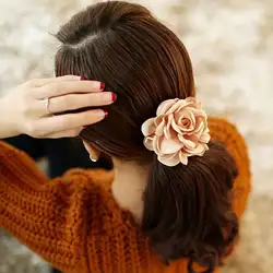 Многослойные трехмерные волосы ленты очаровательный Камелия эластичный с цветочным принтом резинки для волос Галстуки для волос
