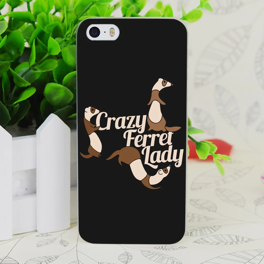 C3284 Crazy Ferret Lady Прозрачный Жесткий Тонкий чехол для Apple IPhone 4 4S 4G 5 5G 5S SE 5C 6 6S Plus |