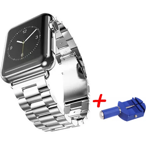 Ремешок из нержавеющей стали для apple watch 44 мм 38 мм iwatch 42 мм 40 мм браслет на запястье для apple watch 4/3/2 - Цвет ремешка: silver