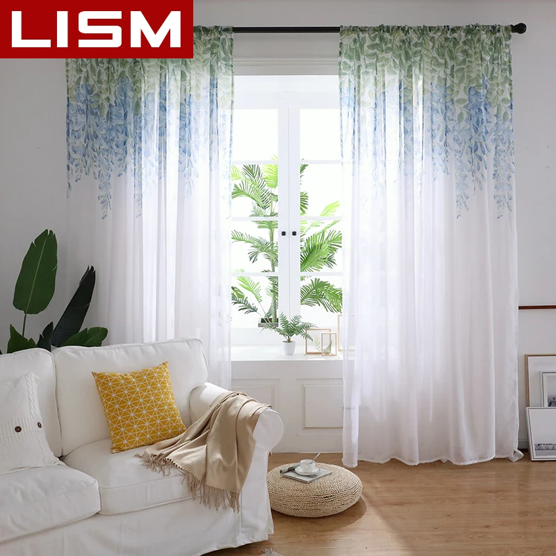 Вышитый цветочный тюль, отвесная занавеска для гостиной, спальни, кухни, на окно, современные тюлевые шторы, вуаль, ткань, занавески LISM