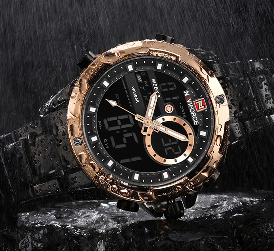 

Luxury Watch for men Brand Fashion Sport Quartz Auto Hour Casual Male LED Watch Date Steel Waterproof Wrist Watch NAVIFORCE
