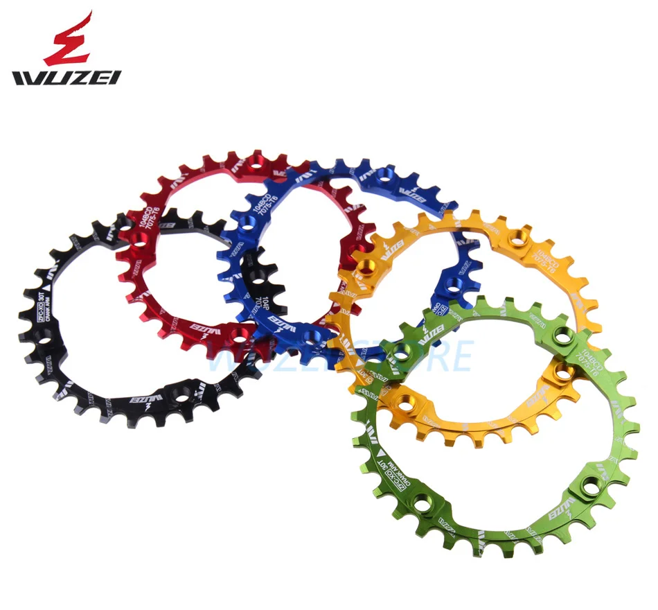 

WUZEI Bicycle Crank Sprocket 30T 104BCD Cycling Round Narrow Wide Ultralight 7075-T6 MTB Bike Chainring Circle Crankset Plate