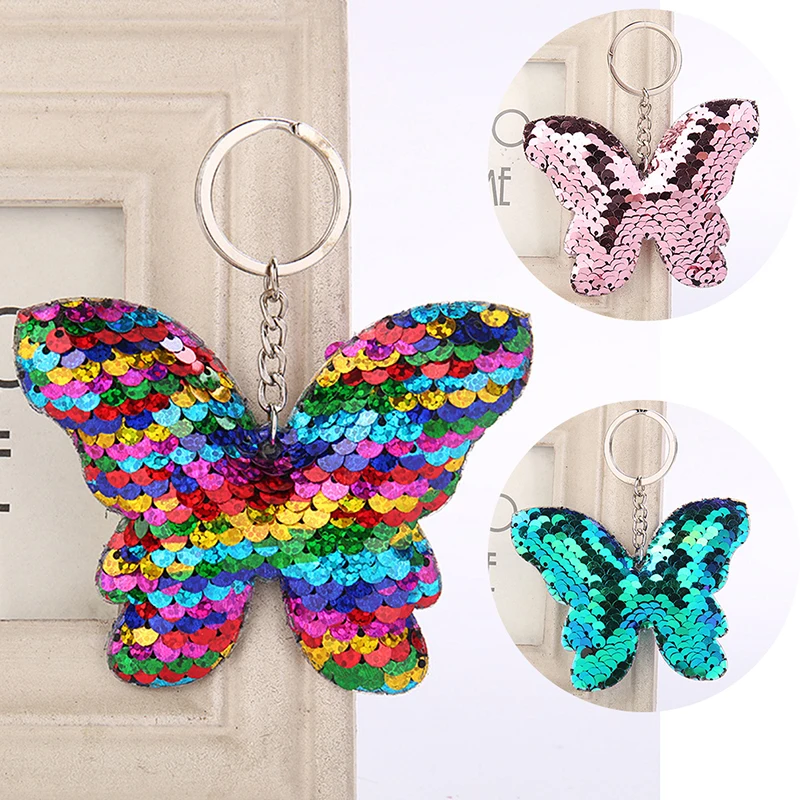 

1pc Sequin Keychain Glitter Mermaid Animal Keyring Flamingo Key Ring Bags Pendant Charms Decoration Accessories Kids Party Gifts
