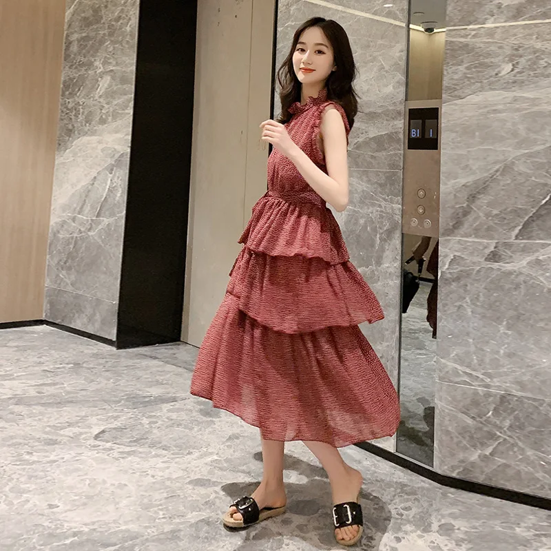 SKOONHEID женское шифоновое платье без рукавов в горошек элегантное винтажное миди