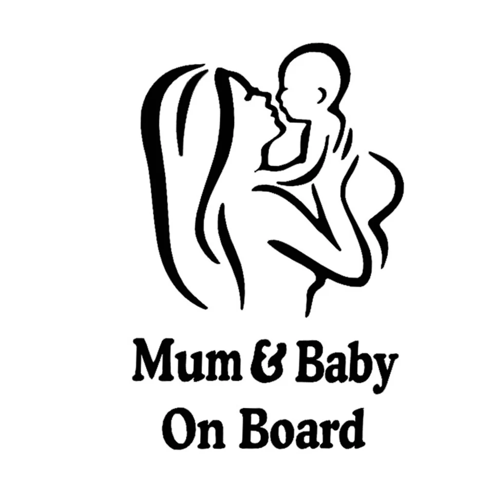 Mum and Baby on Board Cut Vinyl Decal 18 cm x 12 cm