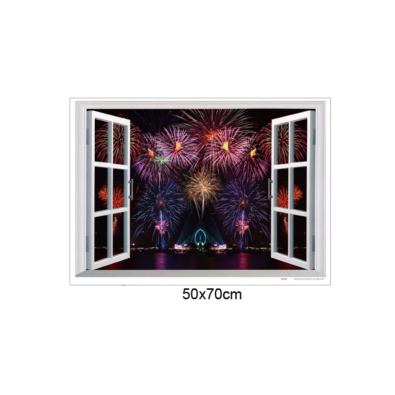 [Fundecoration] фейерверки на окно 3D Искусственные окна пейзаж украшение дома настенные