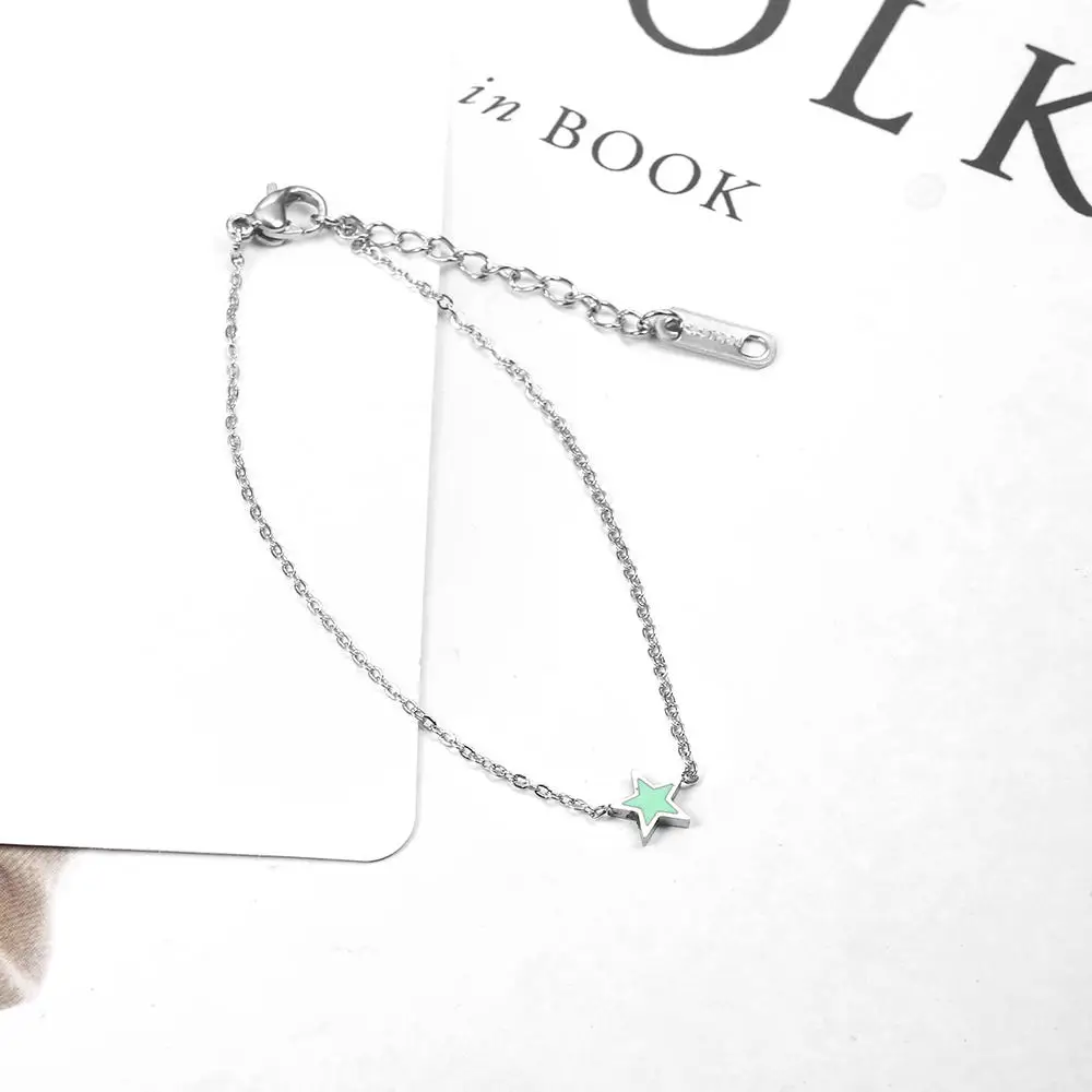 charm chain link bracelets bangles for women friendship braclet hand chain female girls stainless steel heart silver (4)