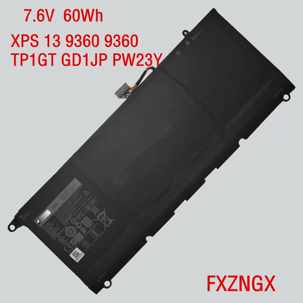 7,6 V 60Wh PW23Y ноутбук Батарея для Dell XPS 13 9360 13-9360-D1605G RNP72 TP1GT 0RNP72 ноутбук