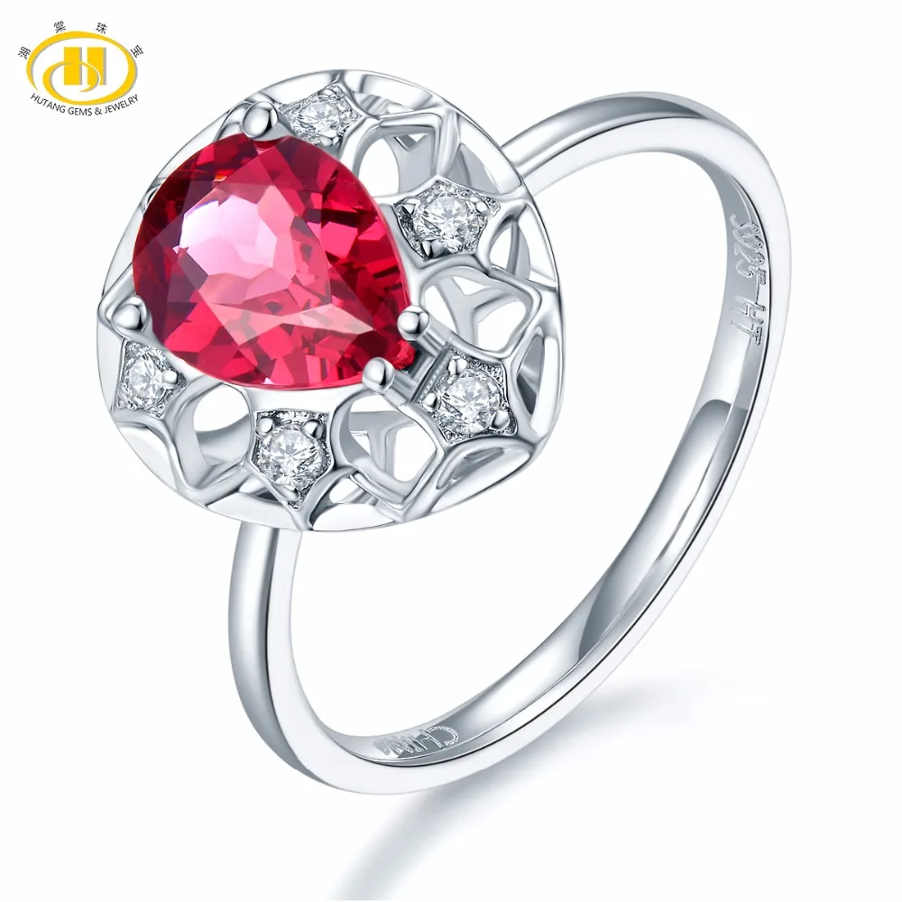 

Hutang 1.38ct Natural Gemstone Rhodolite Garnet & Zircon Solid 925 Sterling Silver Ring Fine Jewelry Presents Gift For Women