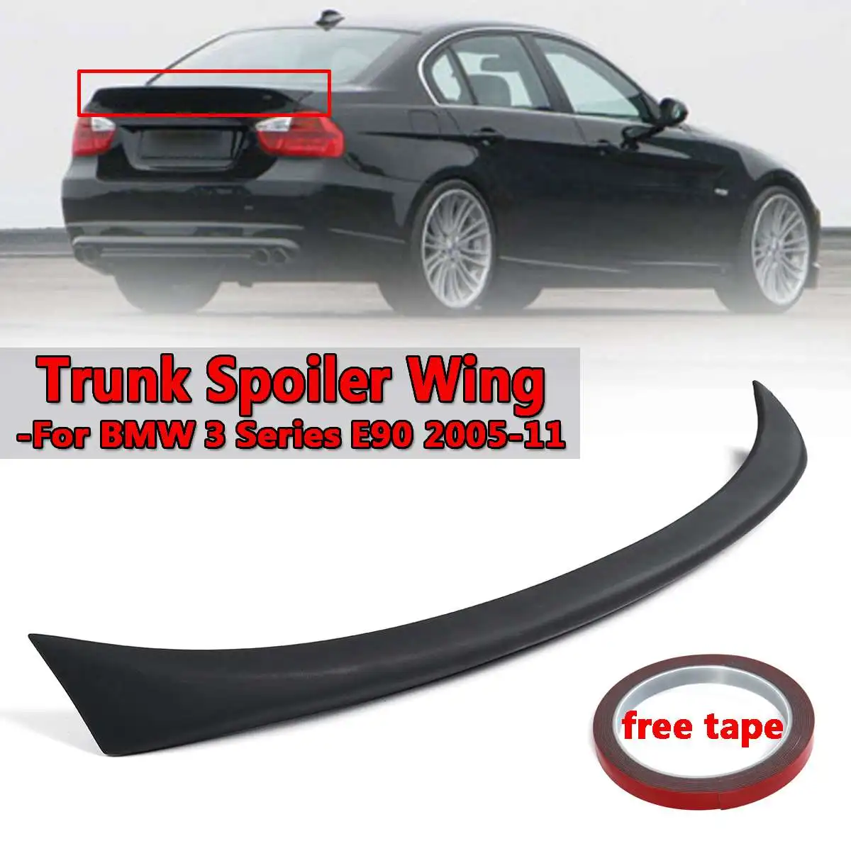 

ABS Plastic Car Trunk Spoiler Wing For BMW 3 Series E90 2005-2011 Rear Wing Spoiler Rear Trunk Roof Wing Bright Black 120cm