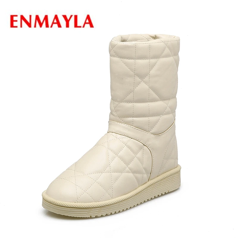 

ENMAYLA 2018 New fashion women round toe solid flat with slip-on snow boots lady platform snow boots size 34-40 ZYL570