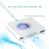 ל usb 3 ב 1 Display Port Mini VGA נקבה מתאם ממיר כבלים מסוג C ל- VGA מתאם 3-in-1 USB יציאות מרובות 3.0 4K המר טעינה (3)