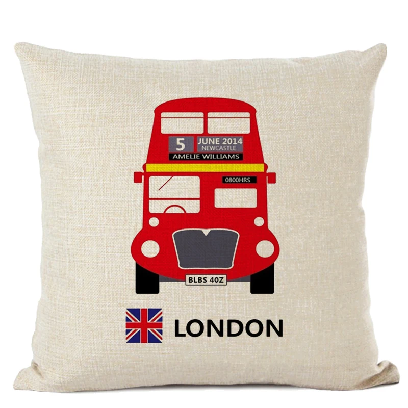 Customized Cushion Cover Scandinavian Umbrella Cushion Wedding Cotton Linen Printed Home Sofa Decor Bus White Almofada