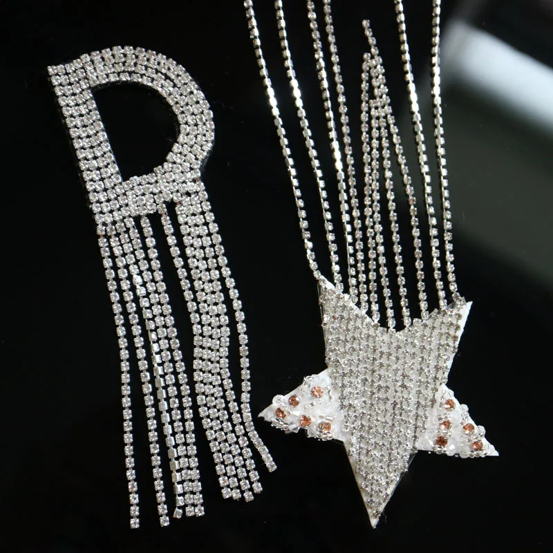 

1pc rhinestone embroidery star letters patches for clothing Embroidered sequin patch for clothes Sewing applique parches