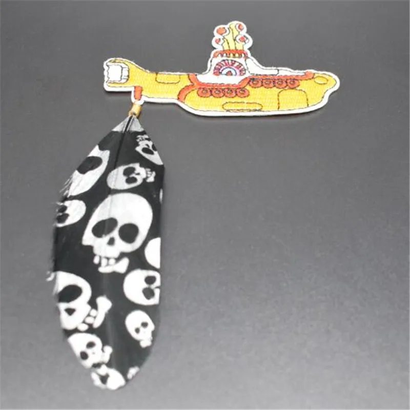 

Women Clothing diy embroidery iron on patch Skull Feather submarine deal with it biker patches for clothes girl Free shipping
