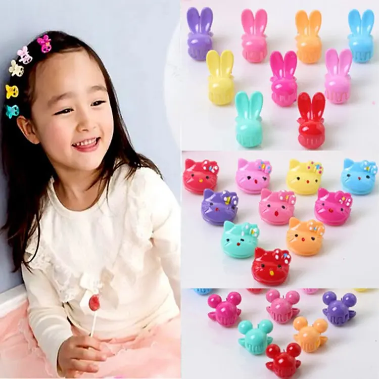 

50pcs/Barrel Korea For Baby child cartoon mickey strawberry rabbit Hairpin hair Clips Bangs crab claw clip Accessories headwear