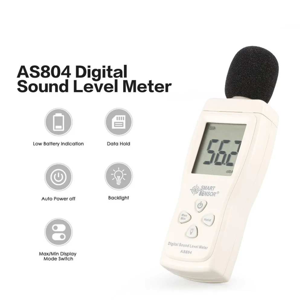 SMART сенсор AS804 цифровой уровень звука метр децибел 30d-130dBA диагностический инструмент контрольный тестер шум дБ детектор анализатор