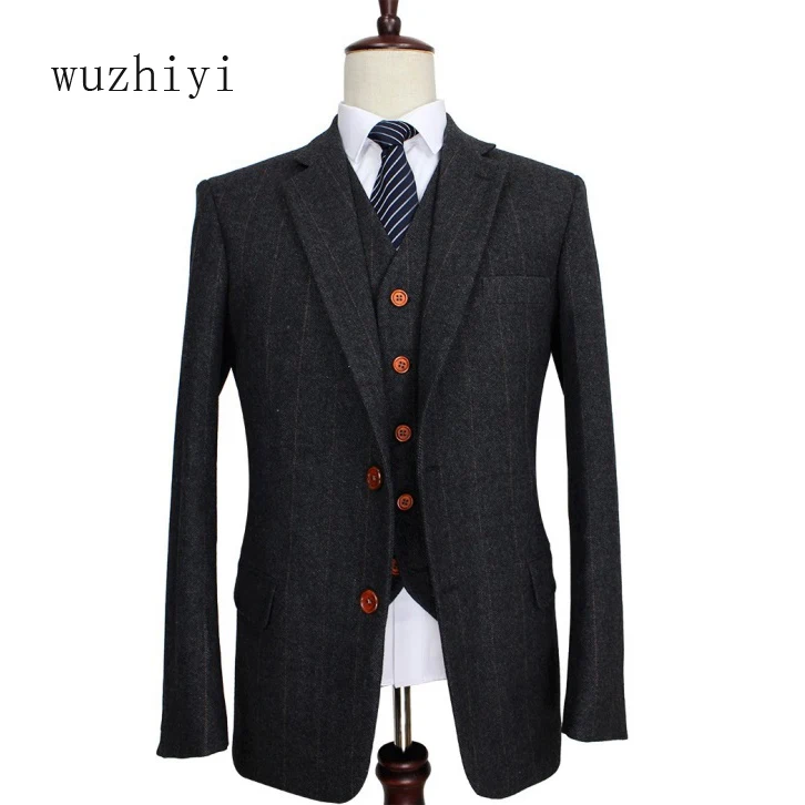 

wuzhiyi smoking masculino men suit slim fit 2017 Skinny Formal flat Men suits men's classic costume terno masculino Custom made