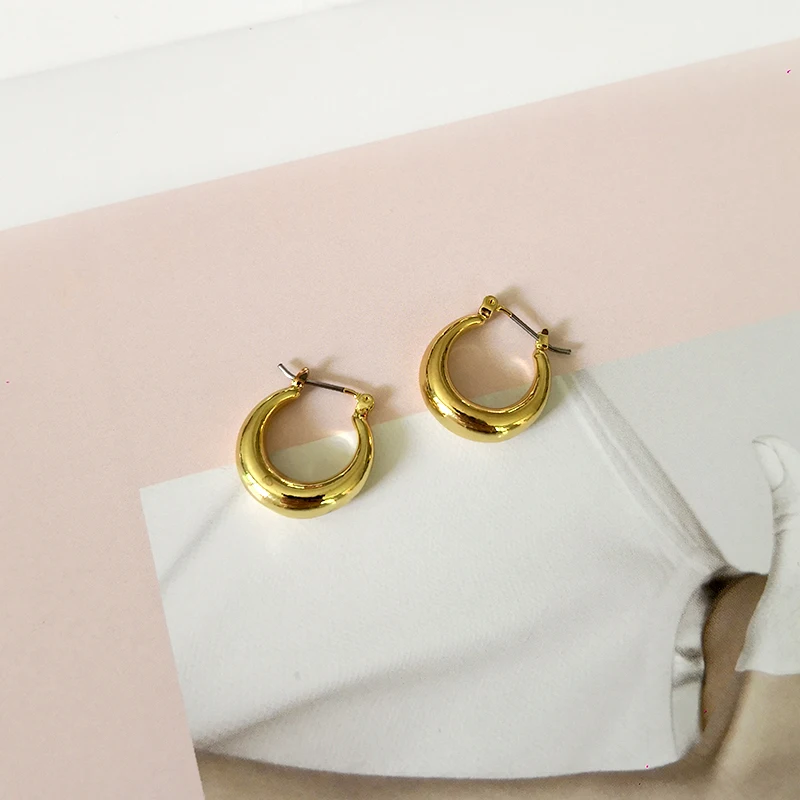 Peri'sBox, 20 мм* 18 мм, золотые маленькие серьги-кольца для женщин, минималистичные ювелирные изделия, простые массивные серьги, обручи, Aro Pendiente