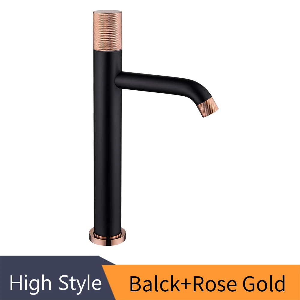 Basin Faucet Retro Black Faucet Taps Bathroom Sink Faucet Single Handle Hole Deck Vintage Wash Hot Cold Mixer Tap Crane 855762 - Цвет: Black and Rose Gold