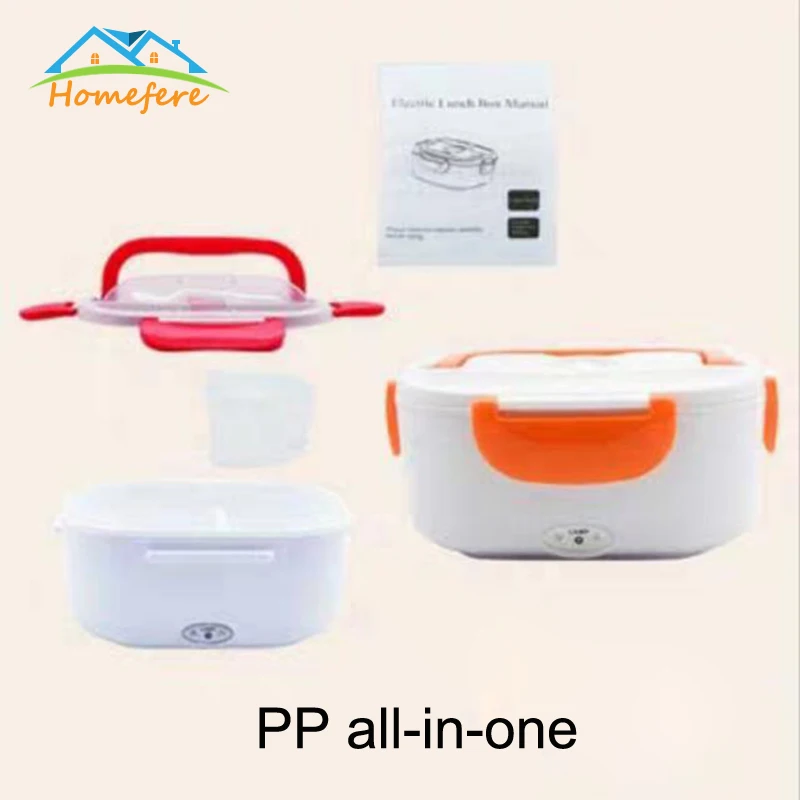 1.5L 110V/220V Portable Electrical Lunch Box Office School Car Lunchbox Kids Heated Lunch Box bento Food Container Free Shipping - Color: PP all in one Orange