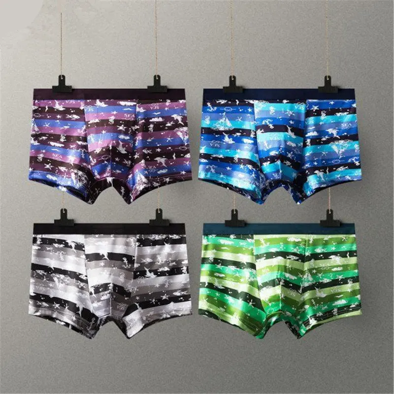 

4 Pieces In Package Men Boxers Man Underwear Sexy Striped Men's Boxers Fashion Boxer Shorts New Mens Underwear Male Breathable