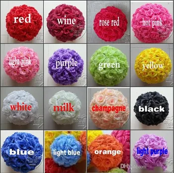 

16"/40 CM Artificial Rose Silk Flower Kissing Balls Encryption Flowers Ball For Christmas Ornaments Wedding Party Decoration