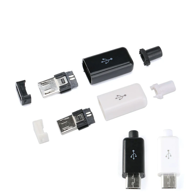 

10PCS/LOT Micro USB Male connector plug Black/White welding Data OTG line interface DIY data cable accessories