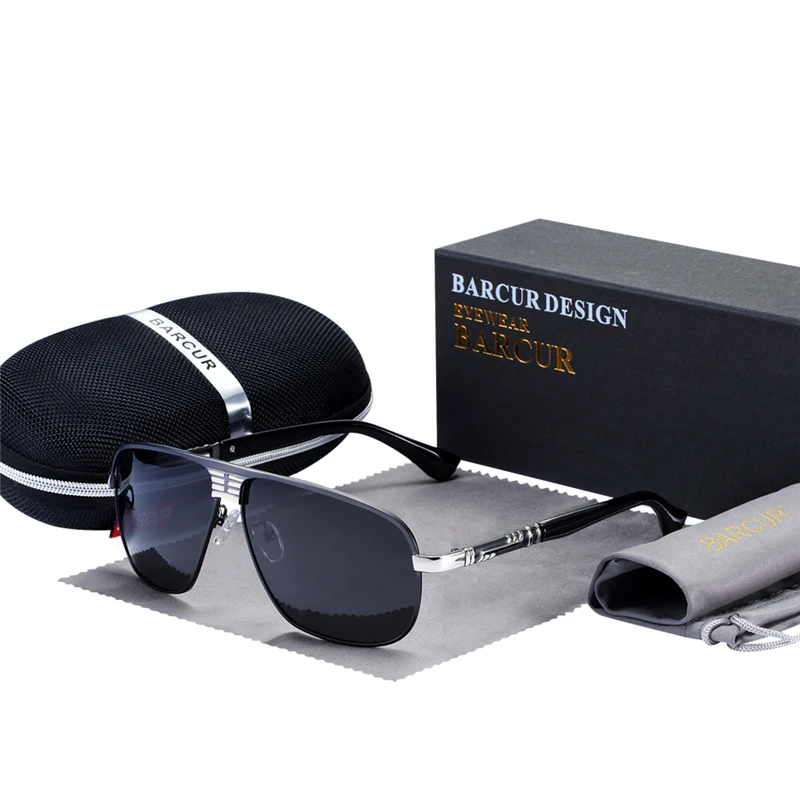 Солнцезащитные очки BARCUR Мужские поляризационные солнцезащитные очки мужские водительские очки Защита глаз солнцезащитные очки с аксессуарами коробка