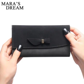 

Mara's Dream Wallet Female Brand Solid Color Bow PU Leather Hasp Women Wallet Cell Phone Pocket Card Wallet Coin Purse Wallets
