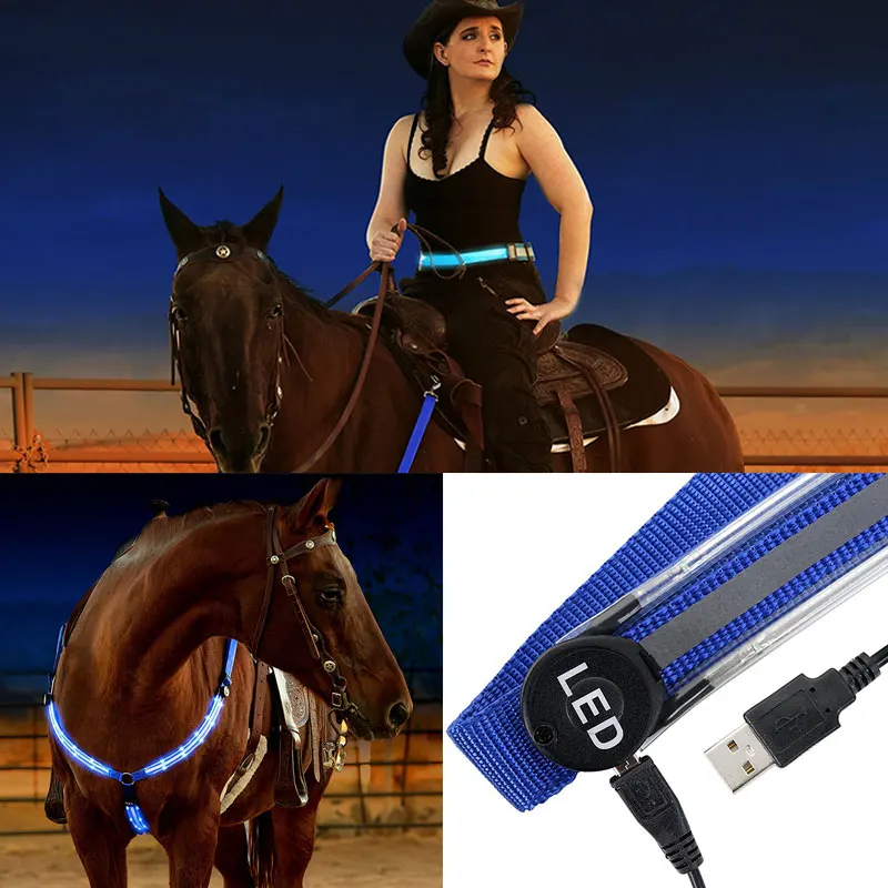 Перезаряжаемый светодиодный конский ремни безопасности многоцветные дополнительные двойной светодиодный мощный фонарь Equestrians для