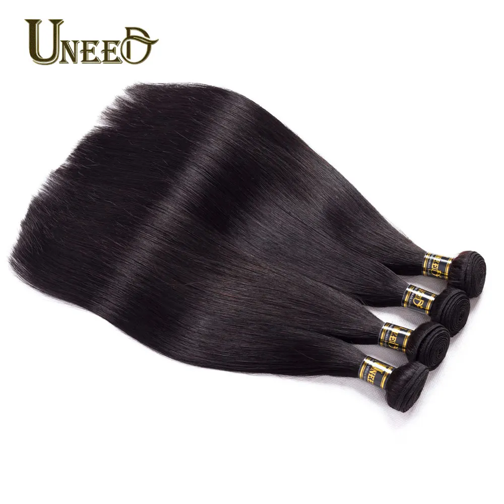Uneed Hair Pre Plucked 360 Lace Frontal With Bundle Peruvian Straight Hair Bundles With Frontal Human Hair Bundles With Closure