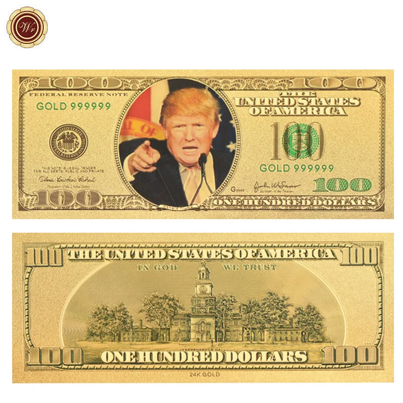 Donald Trump Commemorative Million Dollar Gold Banknote 24K Gold Plated Money Gift for men/ Currency Collectors 4 style - Цвет: style 1