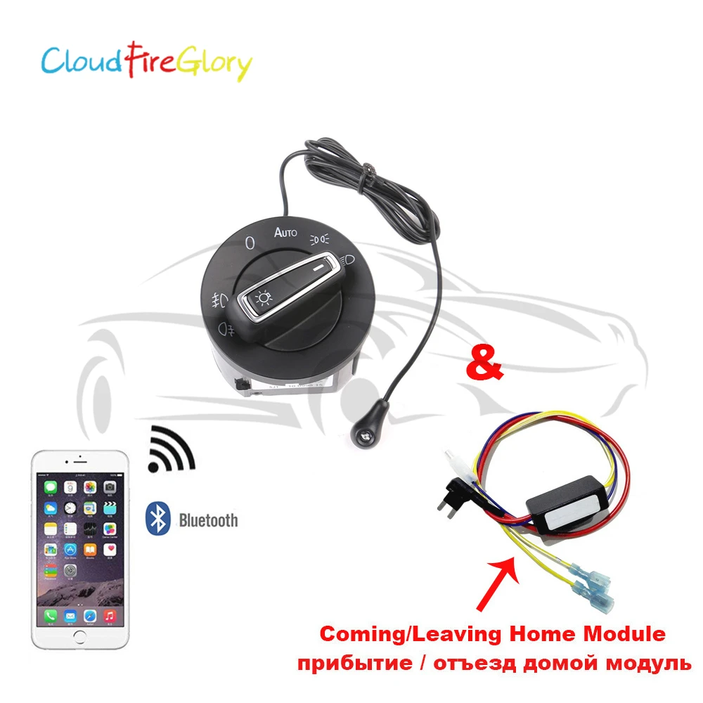 

CloudFireGlory AUTO Headlight Switch Light Sensor C/L Home Module Bluetooth For VW Golf Jetta 5 6 Tiguan Touran Passat Scirocco