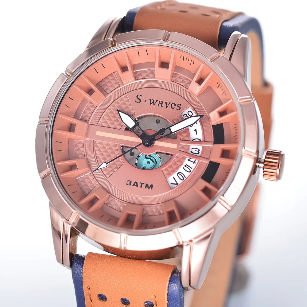 SWAVES новые наручные часы с украшениями мужские кожаные повседневные Модные