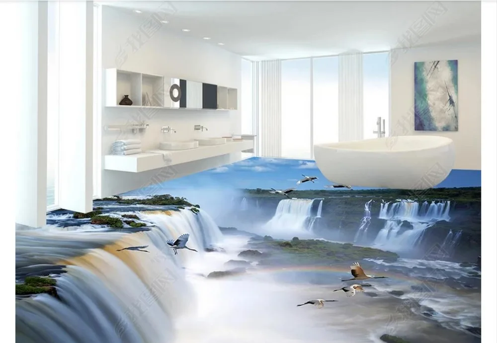

custom photo wallpaper 3d flooring Waterproof self-adhesion murals Large Falls Waterfall 3D Floor wall Stickers wallpaper decor