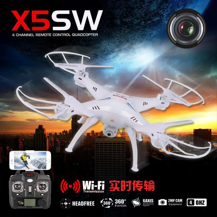 

Syma X5SW RC Drone With Camera 2.4G 4CH Quadcopter Wifi FPV Remote Control Helicopter Toys Color Box Package Gift