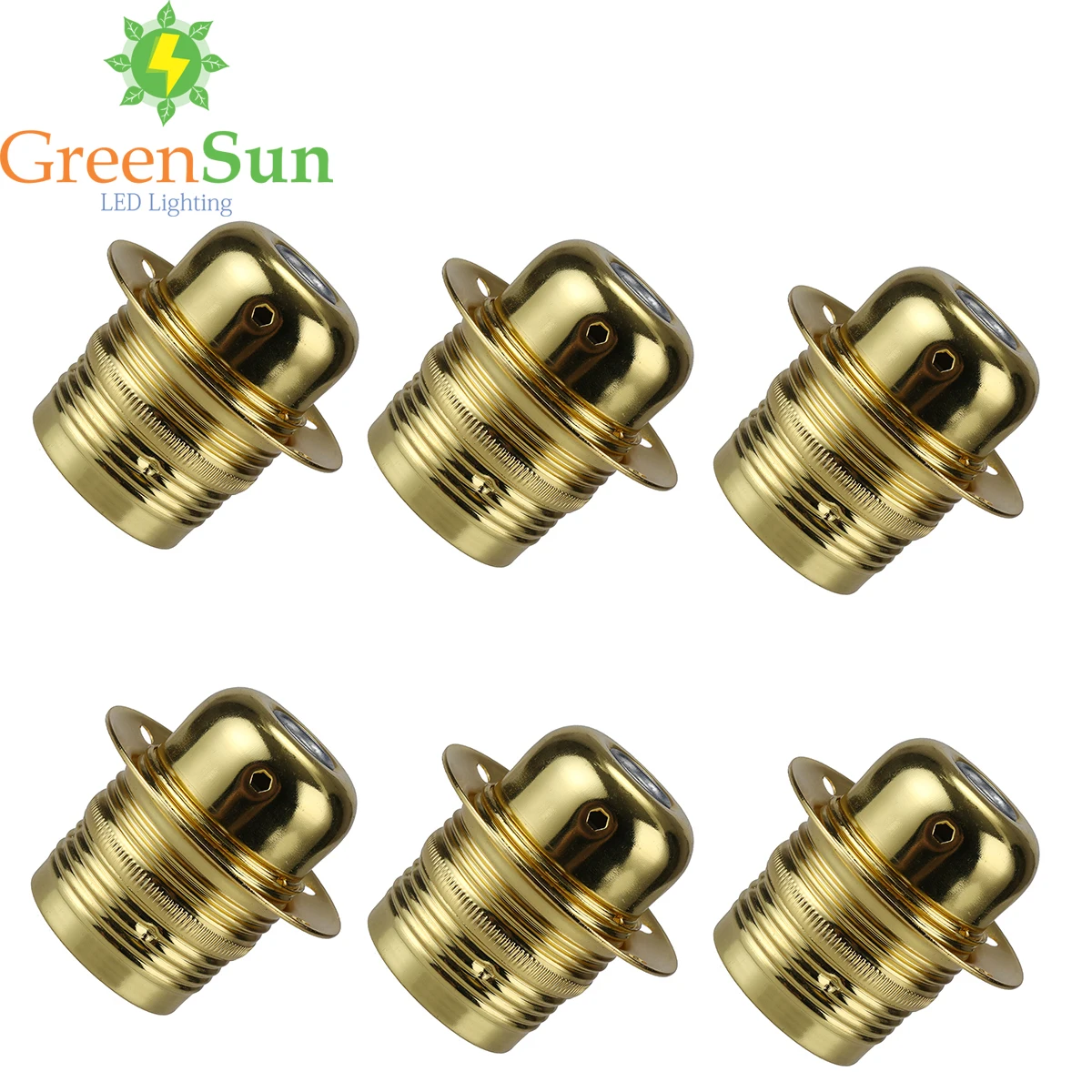 GreenSun 6Pcs Gold Aluminum E27 Lamp Holder Retro Vintage Screw Bulb Base Pendant Lighting Socket Ceiling Light Adaptor | Лампы и