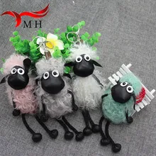 2016 new lambs wool fur real fur keychain bag doll ornaments cute Pom Pom Shaun the Sheep bag accessories car ornaments F#1