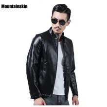 4XL, neuen männer PU Leder Jacken Stehkragen Schlank Passt Männer Parkas Solide Motorrad Leder Mäntel Mode Marke Kleidung SA124