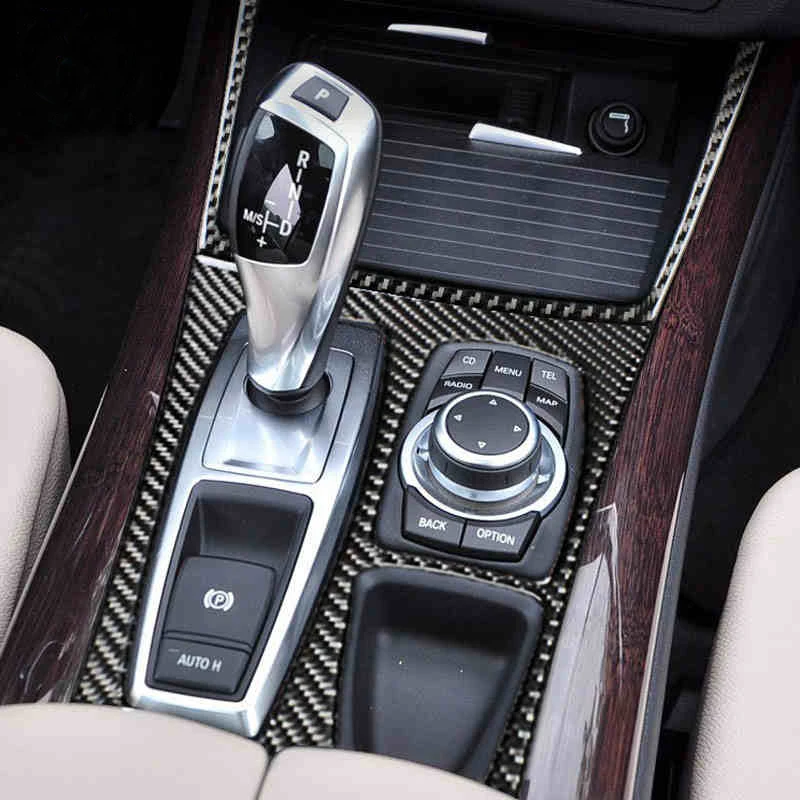 Для BMW X5 E70 F15 X6 E71 F16 аксессуары из углеродного волокна автомобильный Стайлинг внутренняя центральная консоль коробка переключения передач Панель крышка отделка наклейки