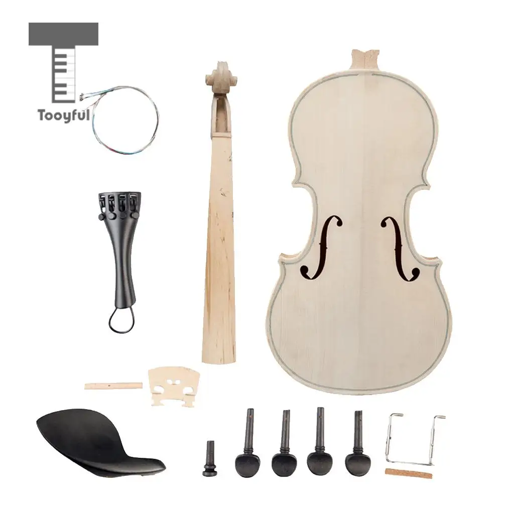 Tooyful DIY 4/4 Violin Solid Wood Unfinished Handcraft Violin Body Violin Fiddle Kit