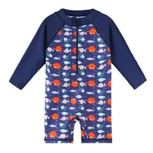 BAOHULU UPF50+ одежда для плавания с длинным рукавом с рисунком рыбы для маленьких мальчиков, Детские купальники, купальный костюм для мальчиков, купальный костюм для младенцев, пляжная одежда