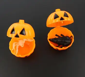 

120pcs/lot Cute Halloween Opening Pumpkin Bucket Table Ornaments Mini Funny Articles Trick Treat Candy Box Gift Favor SN1994