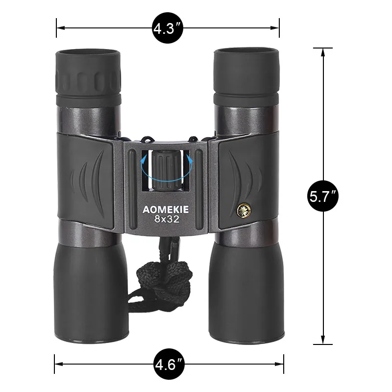 8X32 Binculars HD Оптическое стекло FMC объектив Открытый наблюдения за птицами охотничий телескоп складной компактный размер металлическая рамка